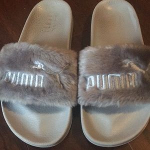 Puma FENTY Fur Slides in Gray